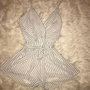 White, pinstriped romper